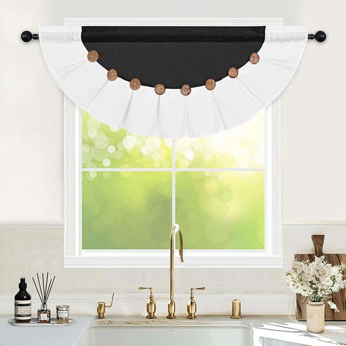 FRAMICS Farmhouse Valance Curtains, Boho Cotton Linen Kitchen Valance, Country - Image 8
