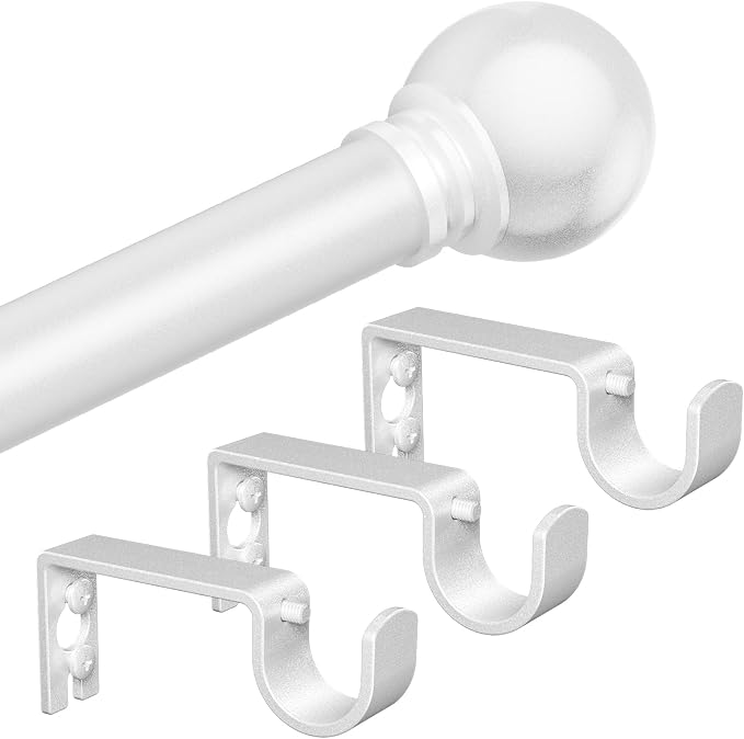 White Curtain Rods for Windows by Authandis