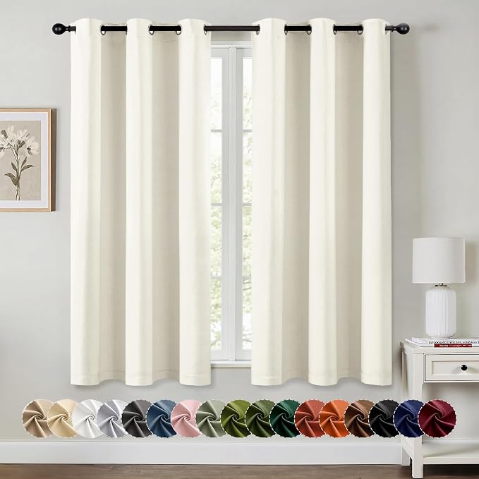 MIULEE Cream Blackout Curtains for Bedroom Living Room 45 Inches Long 2 Panels by MIULEE