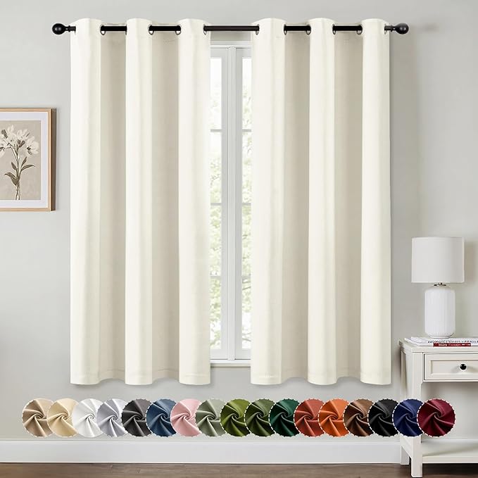 MIULEE Blackout Curtains for Bedroom 2 Panels 40 x 45 Inch Long Cream | Thermal by MIULEE