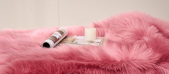 EasyJoy Ultra Soft Fluffy Shaggy Area Rug Faux Fur Rug Chair Cover Seat Pad - Image 8