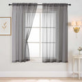 Grey Sheer Curtains 63 Inch Length 2 Panels, Voile Sheer Curtain by Home