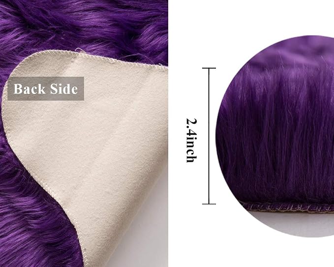 MIULEE Luxury Super Soft Fluffy Area Rug Faux Fur Sheepskin Rug Decorative - Image 2