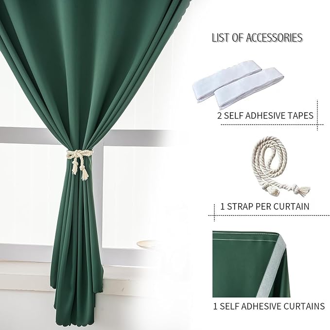 Blackout Curtains for Bedroom Sticky Curtain Blackout Window Cover Self - Image 2