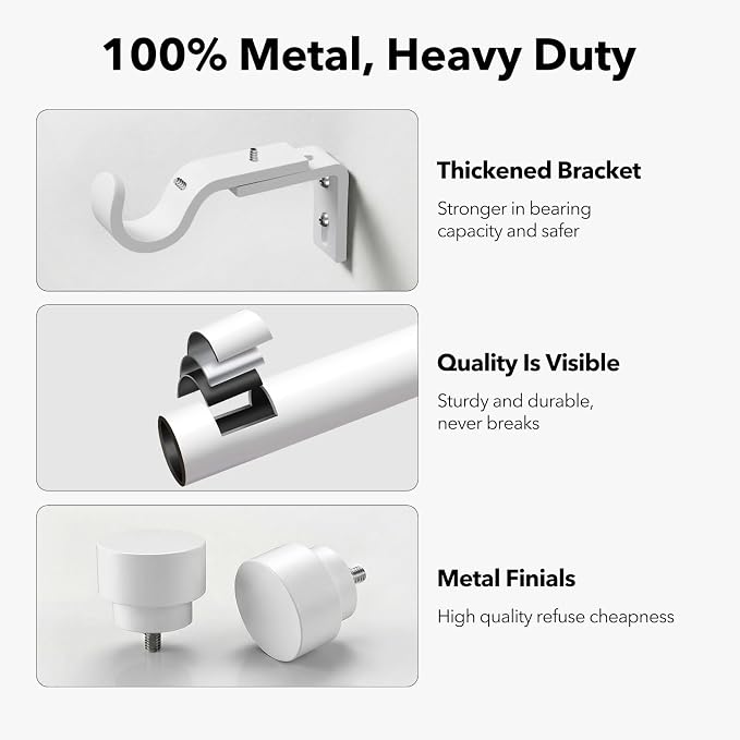 IFELS 2 Pack Heavy Duty Curtain Rods - Image 3