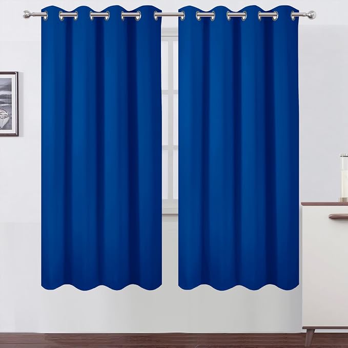 LEMOMO Blackout Curtains 66 x 72 Inch Long Royal Blue Curtains Set of 2 Panels by Lemomo