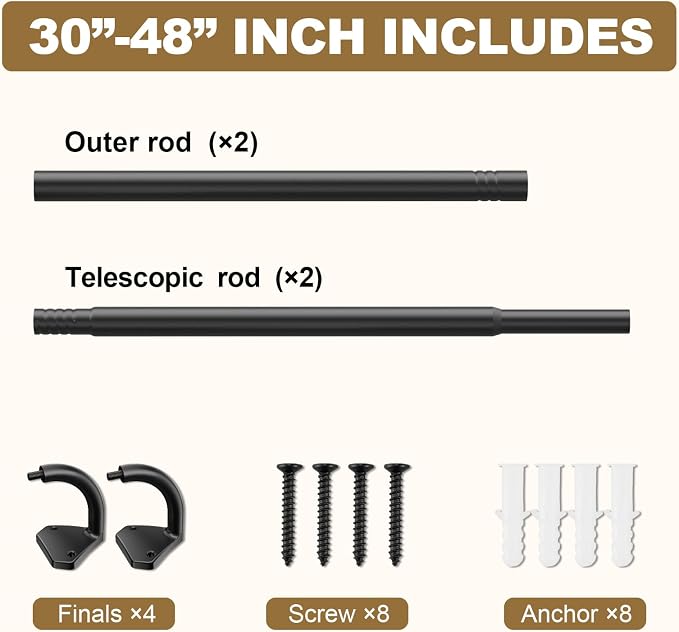 GXOACKJ Black Wrap Around Curtain Rods - Image 5