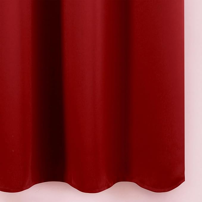 LEMOMO Blackout Curtains 66 x 72 Inch Long Red Curtains Set of 2 Panels Room - Image 8