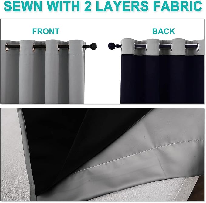 NICETOWN Full Shading Curtains 90 inches Long 2 Panels Set - Image 5