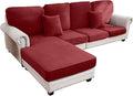 Couch Cover 4-Piece Elastic Velvet Couch Cushion Covers & Chaise Slipcovers by Taque