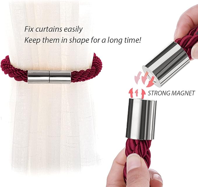 NICEEC 4 Pack Strong Magnetic Curtain Tiebacks Modern Simple Style Drape Tie - Image 4