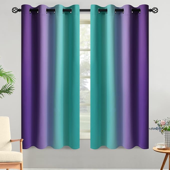 Yakamok Ombre Teal and Purple Curtains by Yakamok