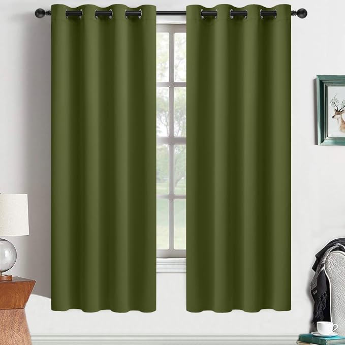 Yakamok Olive Green Blackout Curtains 63 Inches Length by Yakamok