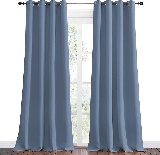NICETOWN Stone Blue Room Darkening Curtain Panels 90" Length - Image 2