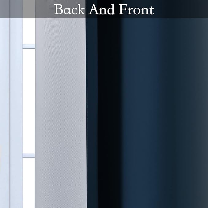 SimpleHome Navy Blue Ombre Room Darkening Curtains - Image 5