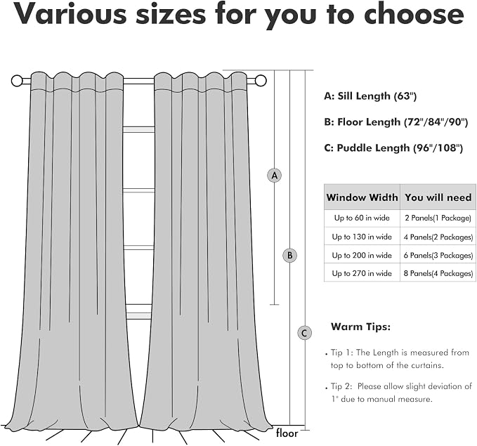 MIULEE Velvet Curtains 90 inches 2 Panels - Image 8