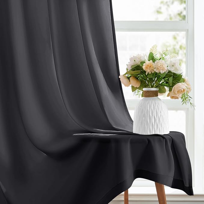 HOMEIDEAS Halloween Non-See-Through Black Privacy Sheer Kitchen Curtains - Image 5