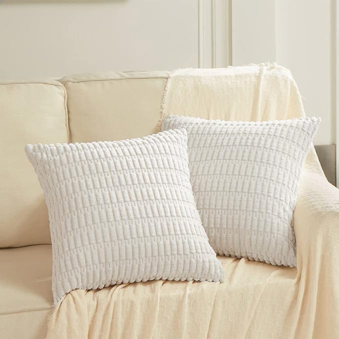 Fancy Homi 4 Packs Pure White Decorative Throw Pillow Covers 14x14 Inch - Image 6