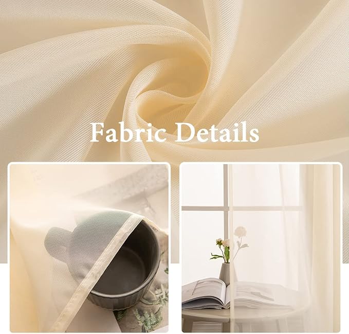 MIULEE 2 Panels Solid Color Sheer Window Curtains Elegant Window Voile - Image 4