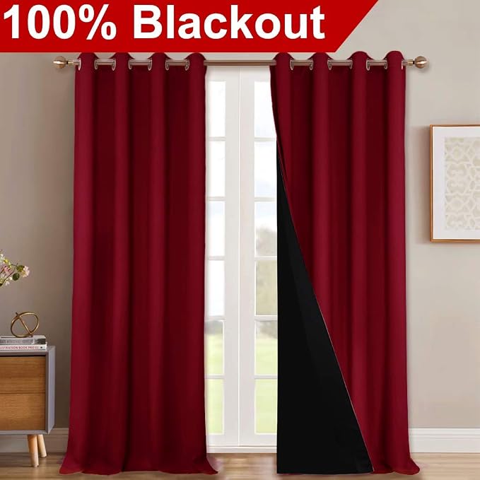 NICETOWN Full Shading Curtains 90 inches Long 2 Panels Set - Image 2