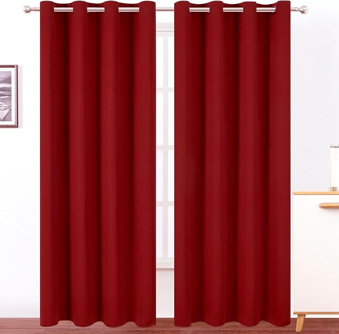 LEMOMO Blackout Curtains 52 x 90 Inch Long Red Curtains Set of 2 Panels Room by Lemomo