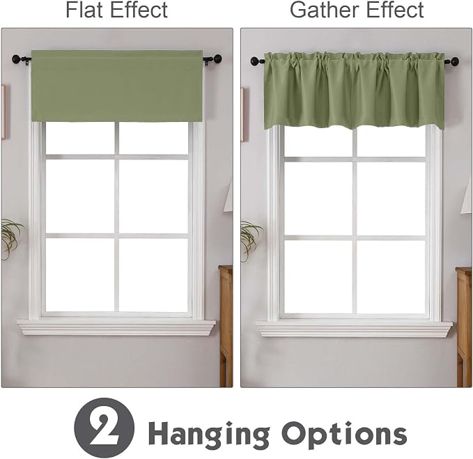 Chyhomenyc Sage Green Valances for Window, Room Darkening Short Curtains for - Image 2