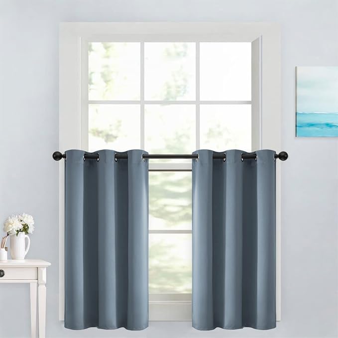 Yakamok Soild Small Window Curtains, Grommet Thermal Insulated Privacy Curtains by Yakamok