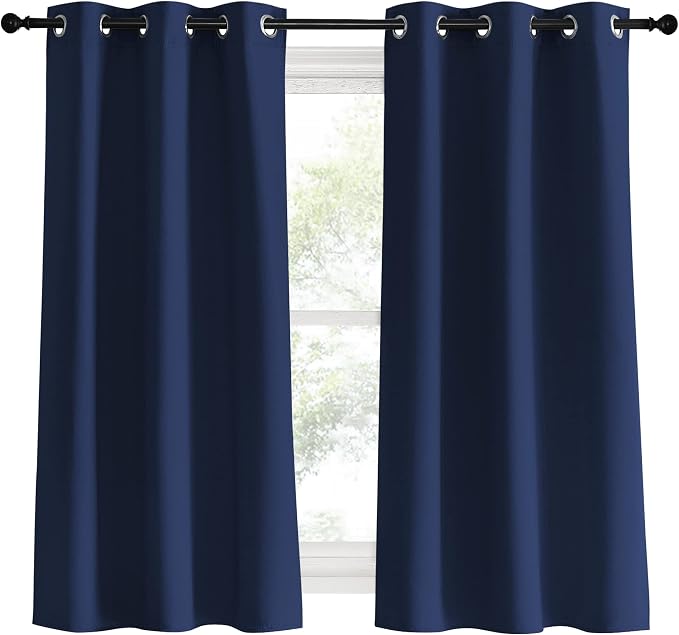 NICETOWN Navy Blackout Curtains & Drapes, 1 Pair, W34 x L60, Window Treatment - Image 2