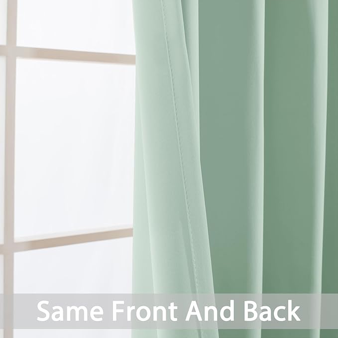 Yakamok Light Sage Green Blackout Curtains 63 Inches Length - Image 3