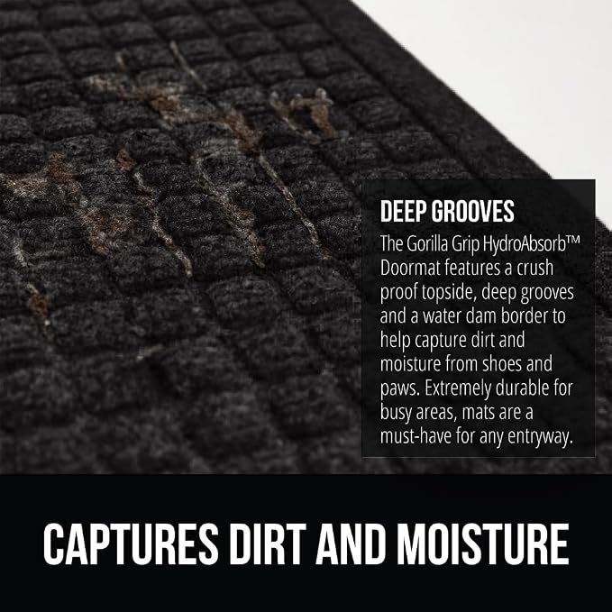 GORILLA GRIP® Ultra Absorbent Front Door Mat Outside Entrance 35x23, Traps Dirt - Image 4