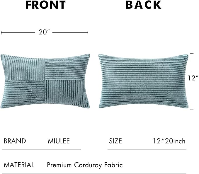 MIULEE Sky Blue Decorative Lumbar Throw Pillow Covers 12x20 Inch - Image 6