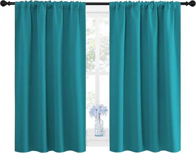 NICETOWN Peacock Blue Blackout Curtains Panels - Image 2