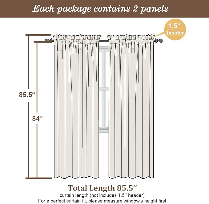 Chyhomenyc Light Grey Sheer Curtains 84 Inch Length 2 Panels Set, Light - Image 4