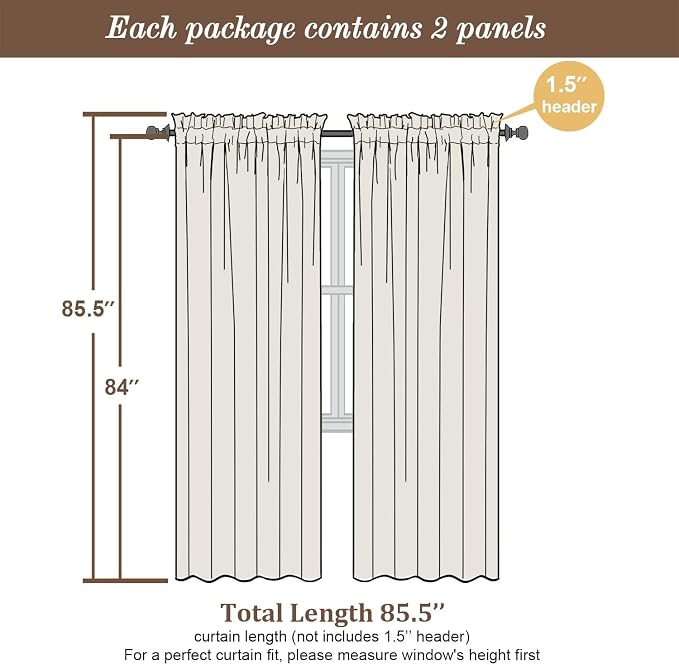 Chyhomenyc Charcoal Grey Sheer Curtains 84 Inch Length 2 Panels Set, Light - Image 4