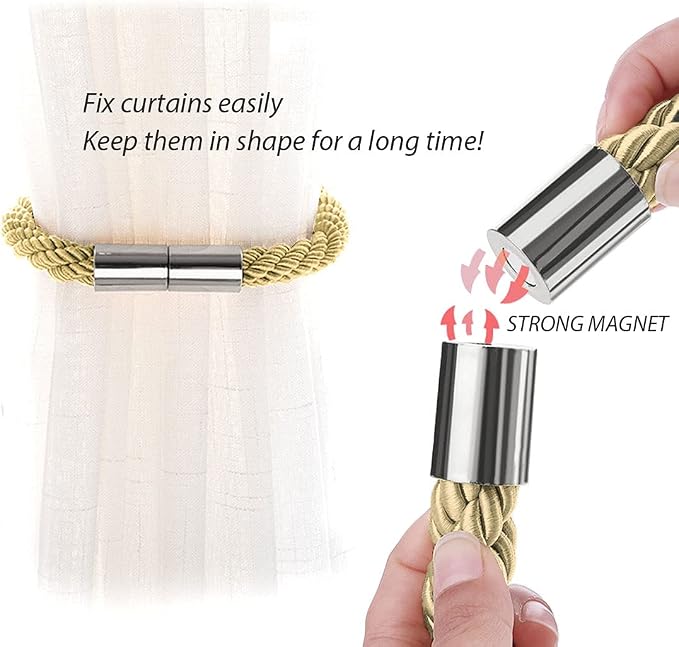 NICEEC 2 Pack Strong Magnetic Curtain Tiebacks Modern Simple Style Drape Tie - Image 4