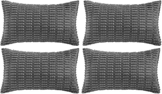 Fancy Homi 4 Packs Dark Grey Decorative Throw Pillow Covers 16x24 Inch by Fancy+Homi
