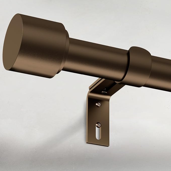 GEEBOBO Bronze Curtain Rods for Windows 72 to 144 Inch, 1 Inch Long Adjustable by GEEBOBO