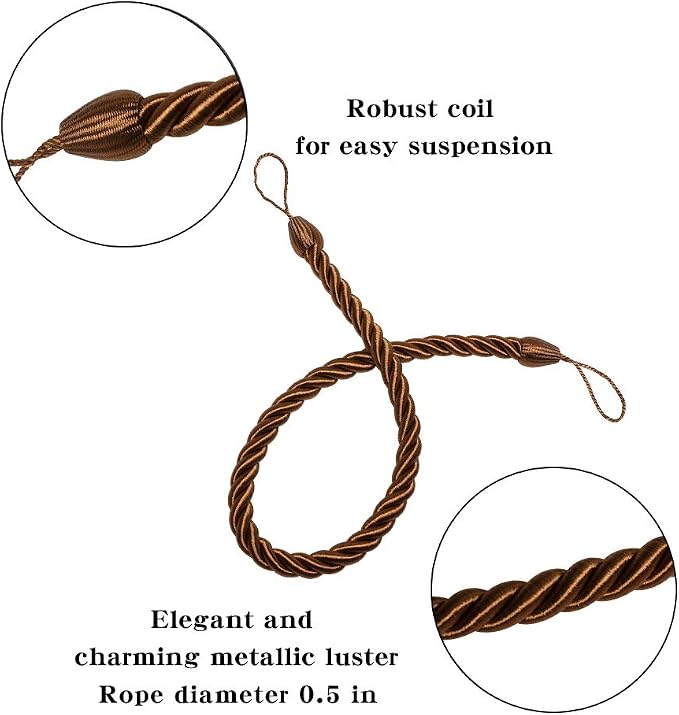 BEL AVENIR Curtain Rope Tiebacks, Drapery Rope Holdbacks - Image 2