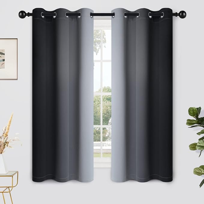 Yakamok Light Blocking Ombre Curtains, Room Darkening Grommet Window Drapes by Yakamok