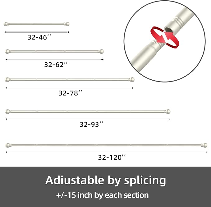 GXOACKJ Curtain Rods for windows 32-48 inch, 5/8 inch Decorative Nickel - Image 6