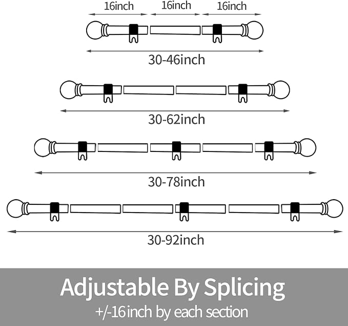 Thestoa Curtain Rods for Windows 30-46 inch, 5/8" Brushed Nickel Curtain Rod - Image 6