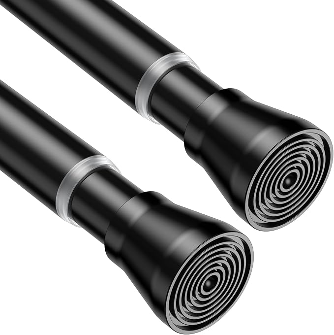 AIZESI Black 2pcs Spring Tension Rods 17 to 26 Inch, Small Curtain Rods No by AIZESITENSIONROD