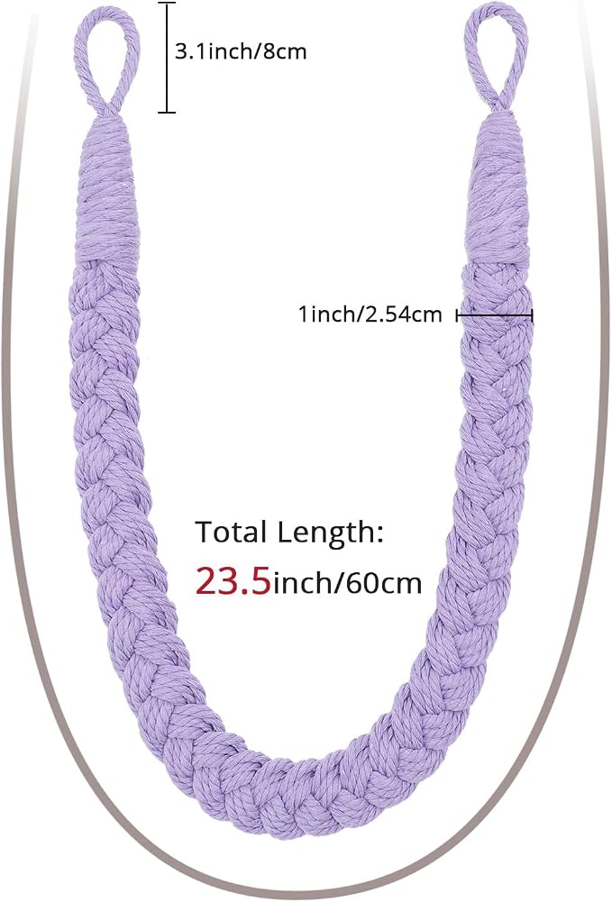 NICEEC 2 Pack Natural Cotton Rope Curtain Tiebacks Elegant Boho Style - Image 3