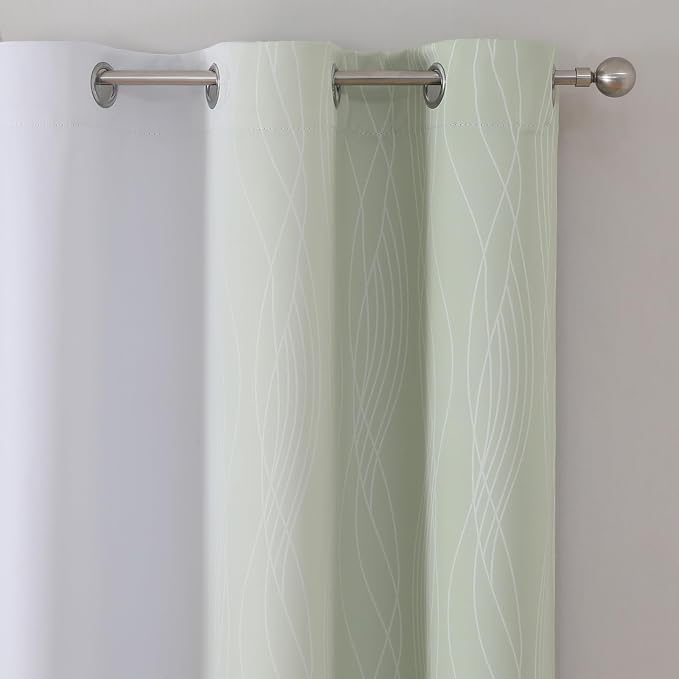 Estelar Textiler Sage Green and Greyish White Ombre Blackout Curtains 54 Inch - Image 4