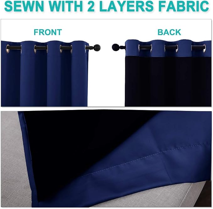 NICETOWN 100% Blackout Blinds, Royal Blue, Laundry Room Decor Window Treatment - Image 5