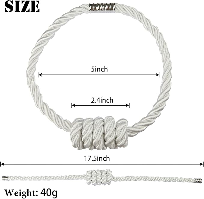 BEL AVENIR Magnetic Curtain Tiebacks, Decorative Drapery Holdbacks Modern Woven - Image 2