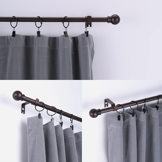 Thestoa Brown Curtain Rods for Windows 30-46 Inch, 5/8" Stainless Steel Small - Image 2