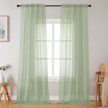 Light Green Sheer Curtains for Bedroom Living Room 96 Inches Long 2 Panels by WelvetBLK