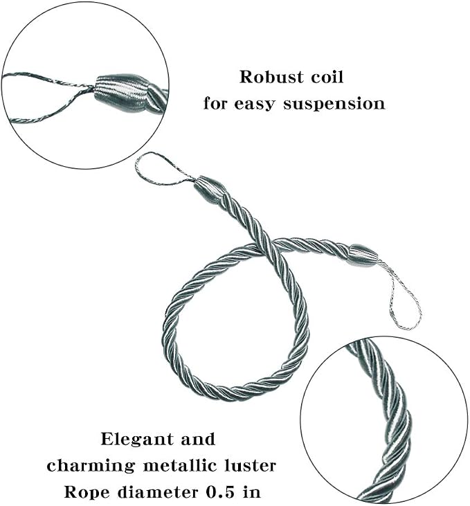 BEL AVENIR Curtain Rope Tiebacks, Drapery Rope Holdbacks - Image 2