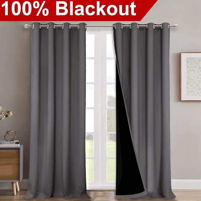 NICETOWN Full Shading Curtains 90 inches Long 2 Panels Set - Image 2